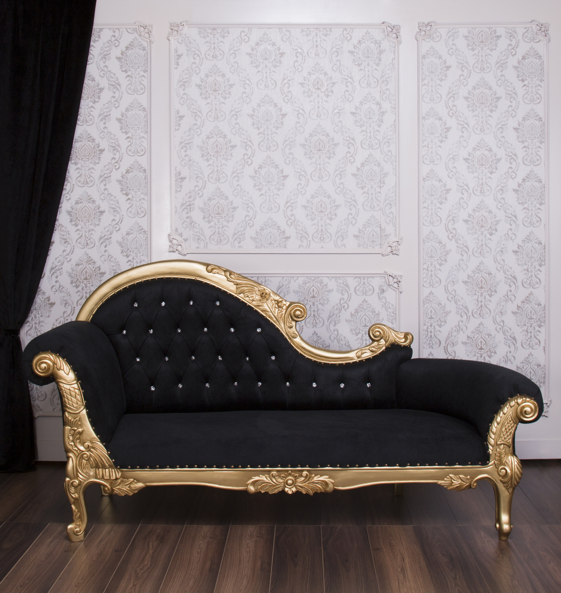 Gold & Black Suede Nefertiti Chaise Lounge
